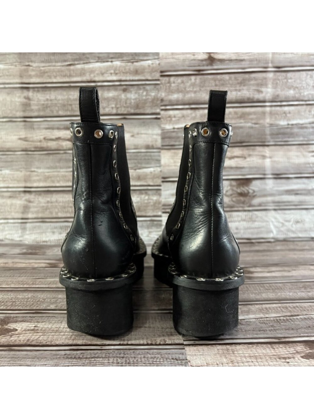 Robert Clergerie leather studded Chelsea boots size 38.5 US 8.5 color black - Picture 4 of 11